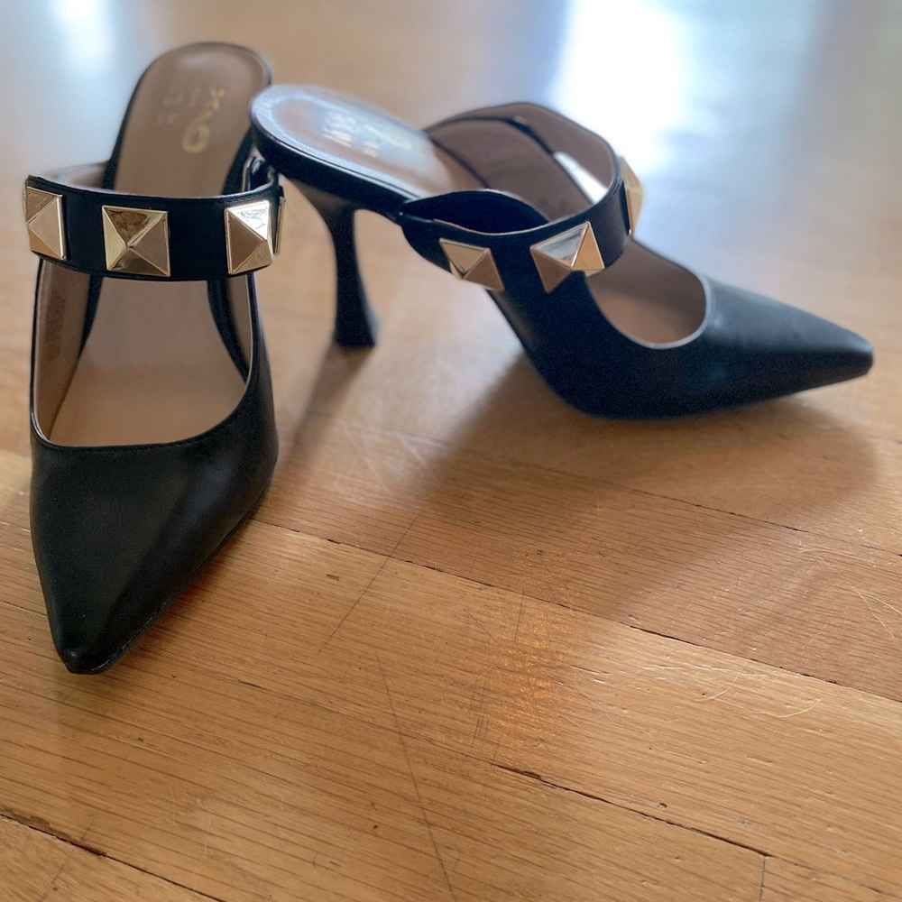 Black Studded Mules